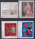 Franta 1974 - Arta franceza - Picturi de Sisley, Champiaigne, Mathieu, J. Miro, 4 Serii cu Tabsuri, MNH, Nestampilat
