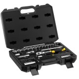 Set de clicheti cu 72 de dinti si chei tubulare STANLEYr 3 8 in., cu accesorii, 45 buc.