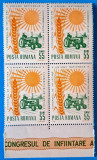 TIMBRE ROMANIA LP 622/1966 CONGRESUL COOPERATIVELOR AGRICOLE -Bloc de 4 -MNH, Nestampilat