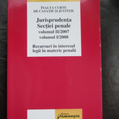 Jurisprudenta sectiei penale volumul II/2007, volumul I/2008