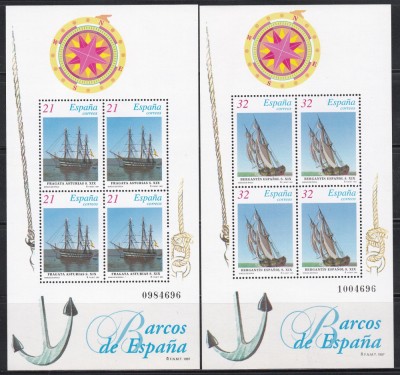 Spania 1997 - Nave vechi cu vele, 2 Blocuri, MNH foto
