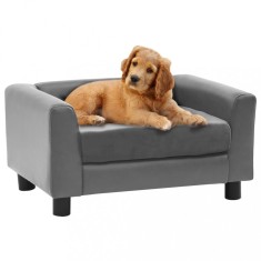 Gossi canapea pentru caini, gri, 60x43x30 cm, plus &amp; piele ecologica