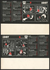 1987 - CALENDAR MARE DE BIROU, DE COLECȚIE - CARTON, FORMAT PLIABIL - SERVICIUL DE POMPIERI - TEMĂ PREVENIREA INCENDIILOR foto