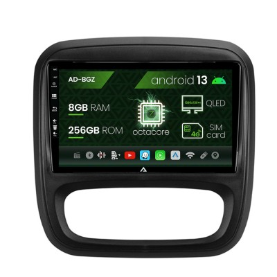 Navigatie Opel Vivaro Renault Trafic Fiat Talento (2014-2017), Android 13, Z-Octacore 8GB RAM + 256GB ROM, 9 Inch - AD-BGZ9008+AD-BGRKIT389 foto