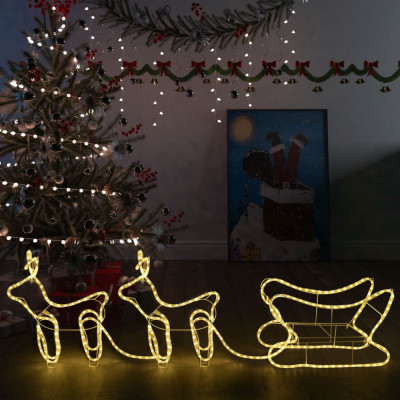 vidaXL Decorațiune de Crăciun cu reni și sanie, 576 leduri, exterior foto