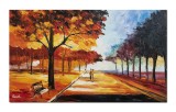Cumpara ieftin Tablou pictat manual living, Vis implinit 4 - 100x60cm ulei pe panza in cutit efect 3D, Superb