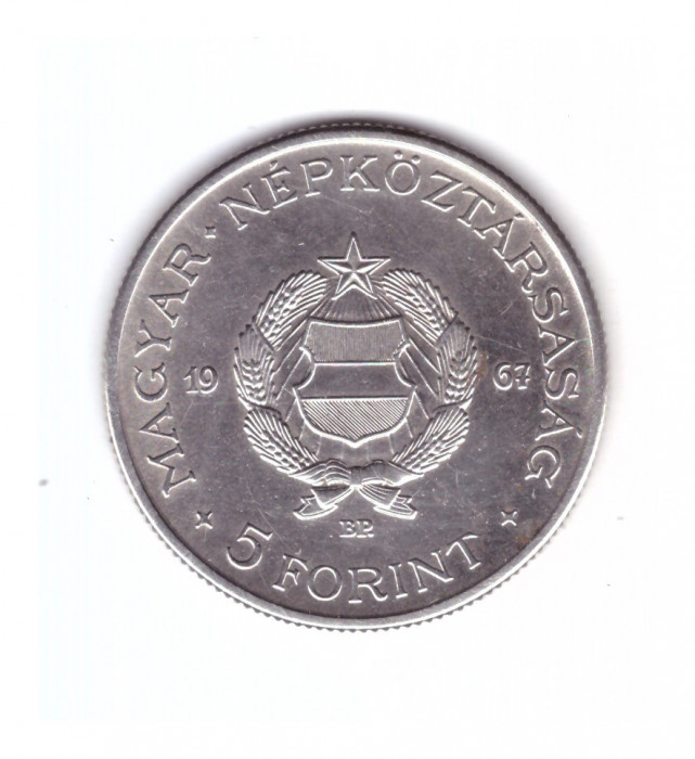 Moneda Ungaria 5 forint / forinti 1967, stare buna, curata