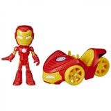 Set figurina si masinunta - Spidey And His Amazing Friends - Iron Man &amp; Iron Racer | Hasbro