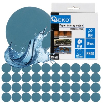 Set hartie abraziva rezistenta la apa, 125 mm, P800, 50 bucati, Geko G78462 foto