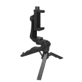 Trepied 2 in 1 pentru telefon cu suport smartphone rotativ, prindere cu surub 10 cm, montura 1 4 inch, ABS negru, pentru vlogging si filmare