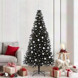 vidaXL Brad de Crăciun cu 300 LED cu suport Negru 210 cm PVC 3396492