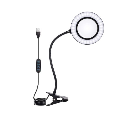 Lupa de masa de 105 mm diametru cu iluminare LED, marire 10x, ajustabila, Lampa cu 10 niveluri de luminozitate, clema de fixare si 3 culori selectabil foto