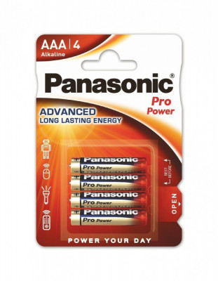 Baterie Panasonic Pro Power AAA R3 1,5V alcalina LR03PPG/4BP set 4 buc. foto