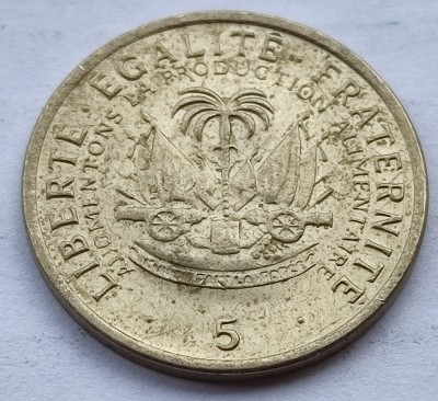 378. Moneda Haiti 5 Centimes 1975 (F.A.O.) foto