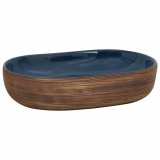 Lavoar de blat, maro si albastru, 59x40x14 cm, ceramica, oval