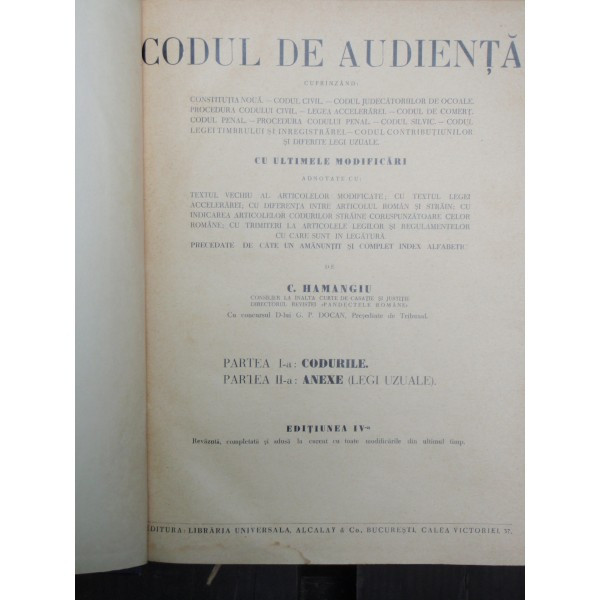 CODUL DE AUDIENTA - C. HAMANGIU