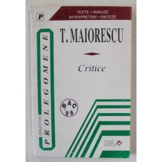 CRITICE de TITU MAIORESCU , BAC &#039;98 , APARUTA 1997