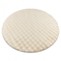 Covor BUBBLE cerc fildeş 12 IMITARE BLANĂ DE IEPURE 3D structural, cerc 100 cm foto