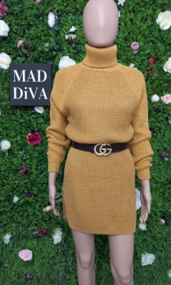 Pulover cu Guler Debora Mustar foto