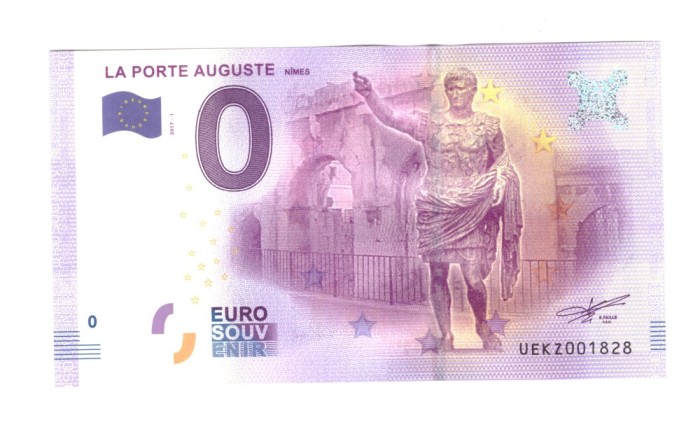 Bancnota suvenir Franta 0 euro La Porte Auguste Nimes 2017 - 1, UNC