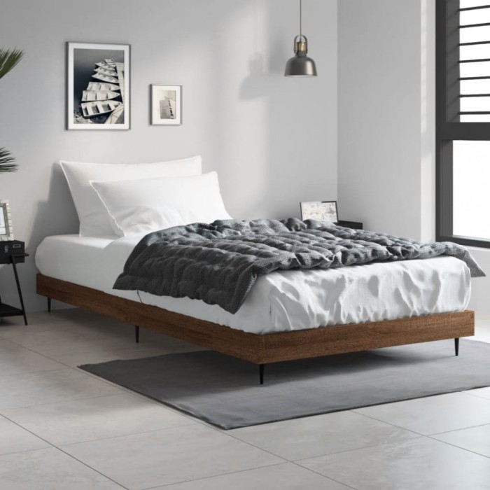 vidaXL Cadru pat fără saltea stejar maro, 90x200 cm, lemn prelucrat 832276