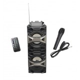 Boxa portabila cu Bluetooth ,cititor USB , card MicroSD , radio , telecomanda , microfon cu fir , negru