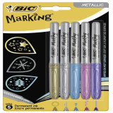 Bic Set 5 Buc Markere Permanent Colorate Metalic Diverse Culori 937349