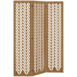 HOMCOM Paravent din lemn cu modele perforate, divizor de cameră interior pliabil cu 3 panouri din lemn 120 x 170 cm natural | Aosom Romania
