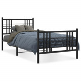 Cadru pat metalic cu tablii de cap/picioare, negru, 90x190 cm GartenMobel Dekor, vidaXL