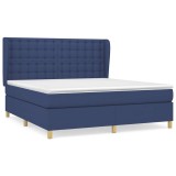 Cumpara ieftin Pat continental cu saltea, albastru, 160x200cm, material textil