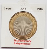 2239 Slovenia 3 euro 2011 Anniversary of Independence km 101, Europa