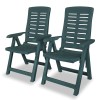 Gossi scaune de gradina rabatabile, 2 buc., verde, plastic