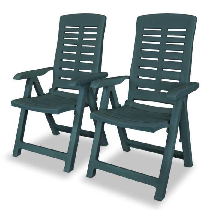 Gossi scaune de gradina rabatabile, 2 buc., verde, plastic