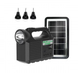 Kit solar GD-8017 MUSIC portabil cu 3 becuri, bluetooth, mp3, 8000mAh
