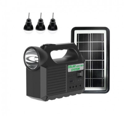 Kit solar GD-8017 MUSIC portabil cu 3 becuri, bluetooth, mp3, 8000mAh foto