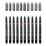 Set 10 fineliners + Penar cadou - Micron - Negru | Sakura