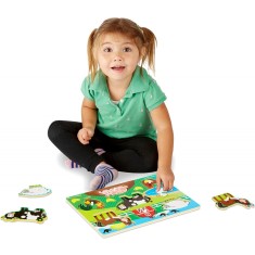 Puzzle lemn Melissa &amp; Doug, Ferma, 8 piese, educativ, multicolor