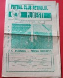 Program meci fotbal PETROLUL PLOIESTI - &quot;SIRENA&quot; BUCURESTI (10.05.1981)