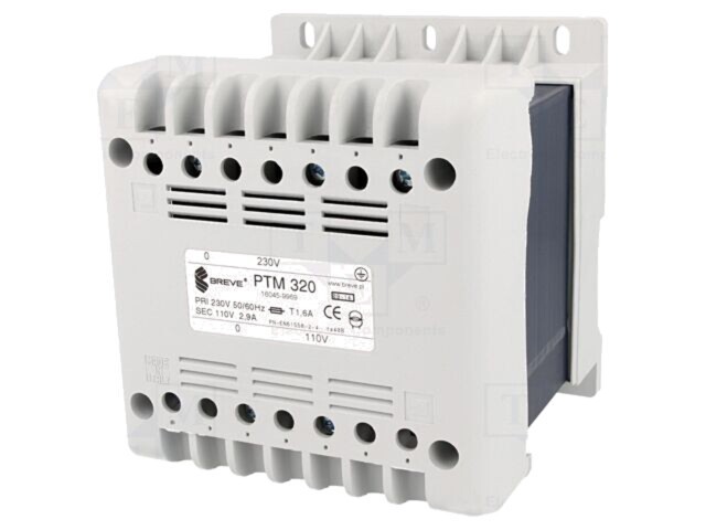 Transformator alimentare 320VA 230V-110V pentru șină DIN Breve Tufvassons