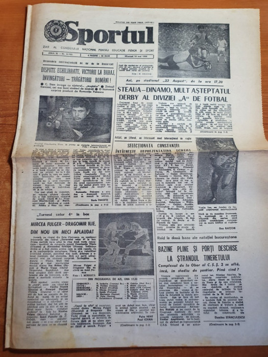 sportul 16 mai 1984-articol despre derby-ul dinamo-steaua,turneul celor 4 la box