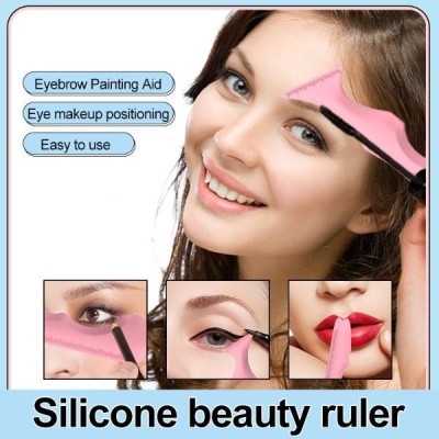 Sablon multifunctional 5 in 1 Eyeline din silicon pentru makeup ochi, fata, sprancene, buze, 149.4x41.4x8 mm, Mov foto