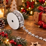 Panglica decorativa pentru bradul de Craciun,rola de 5 m lungime si 2 cm latime,aspect elegant si stralucitor,pentru impodobirea bradului,ambalare