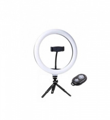 Lampa circulara LED 26 cm diametru cu telecomanda bluetooth pentru telefon + mini trepied extensibil foto