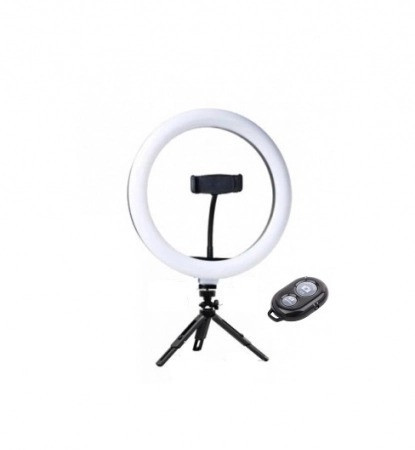 Lampa circulara LED 26 cm diametru cu telecomanda bluetooth pentru telefon + mini trepied extensibil