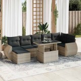 VidaXL Set mobilier de grădină cu perne, 8 piese gri deschis poliratan