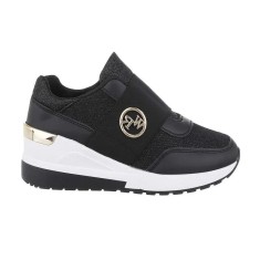 Sneakers dama slip-on cu platforma, Negru - 41