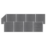Cumpara ieftin Set panouri gard, 2 patrate + 1 oblic, gri, 1484 x 186 cm, WPC