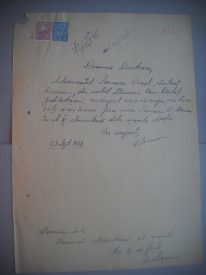 HOPCT DOCUMENT VECHI NR 475 PASCANU MARIA-SCOALA NR 3 FETE BOTOSANI 1948 foto