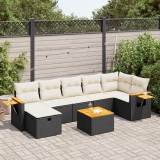 Cumpara ieftin Gossi set mobilier de gradina cu perne, 8 piese, negru, poliratan