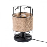 Lampă De Birou Gizur Negru, Șnur De Oțel, Șnur 1 Bec Coș Geometric Industrial De Interior